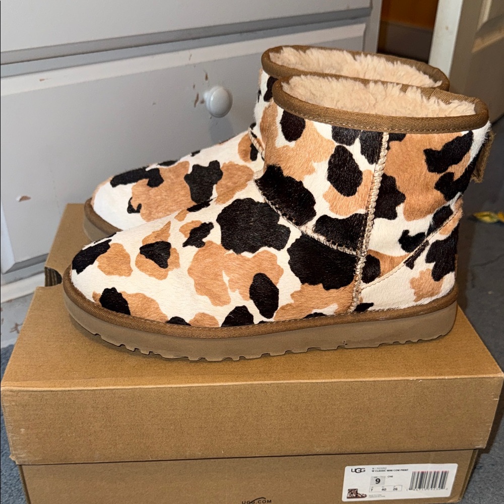 UGG Classic Mini Cow Print Boots